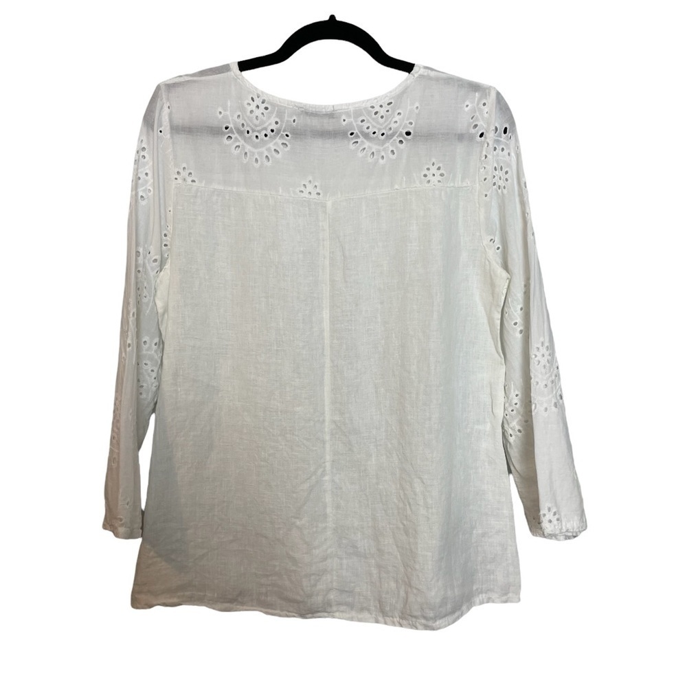 Francesca Bettini Made In Italy 100% Linen Eyelet Detailed Top Sz. S - Picture 4 of 10